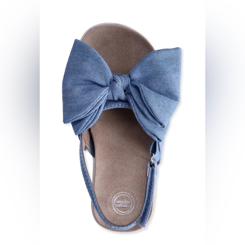 Wonder Nation Denim Toddler Sandals with Bow!‎ NWT! Size 11!